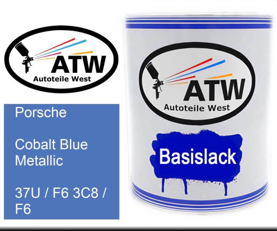 Porsche, Cobalt Blue Metallic, 37U / F6 3C8 / F6: 1L Lackdose, von ATW Autoteile West.